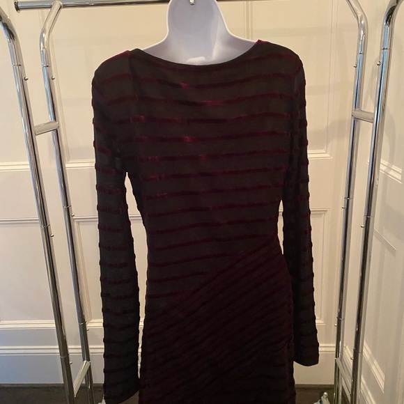 BCBGMaxAzria Black and Red Striped Long Sleeve Dress - Picture 3 of 5